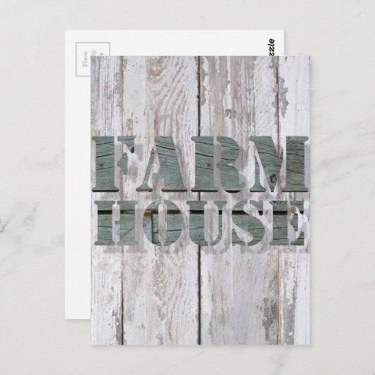 白塗りの木製のウェスタンカントリー調のファームハウス ポストカード (正面/裏面)