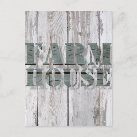 白塗りの木製のウェスタンカントリー調のファームハウス ポストカード (正面)