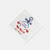 白塗り航海の木材のフラグいかり スタンダードカクテルナプキン (角)