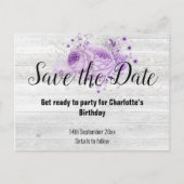 白塗素朴り木材フローラ薄紫 案内ポストカード (正面)