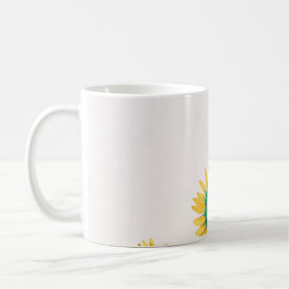 白壁に青と黄の花 コーヒーマグカップ