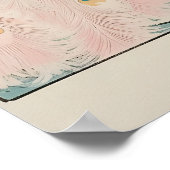 白変種のクジャクの浮世絵アート 和風バスルームのプリント ポスター (角)