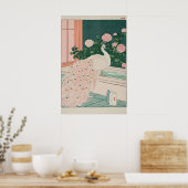 白変種のクジャクの浮世絵アート 和風バスルームのプリント ポスター (キッチン)