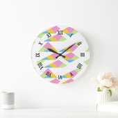 白多彩抽象芸術 ラージ壁時計 (ホーム)