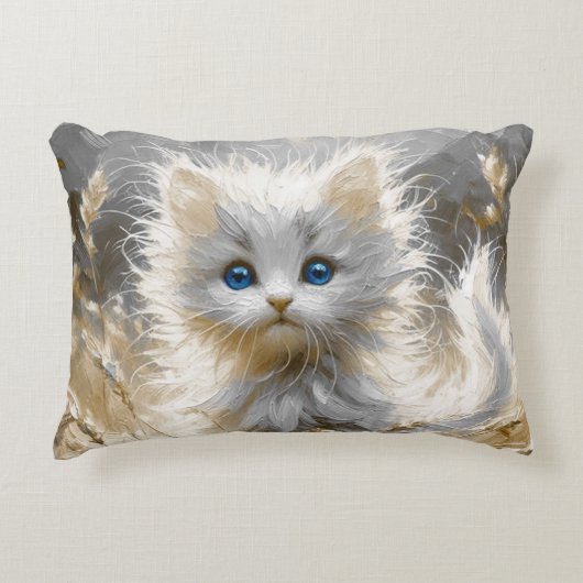 白大切猫 アクセントクッション (正面)