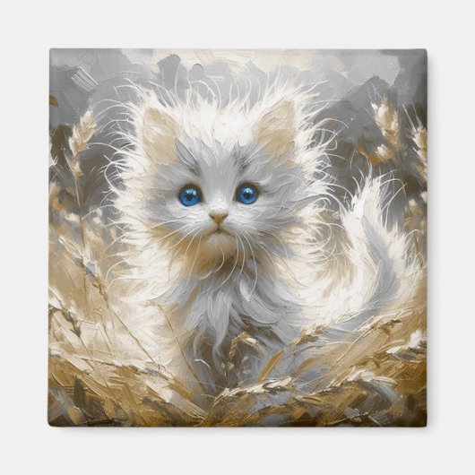 白大切猫 マグネット (正面)