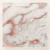 白大理石およびフェイクバラ金ゴールド ガラスコースター (正面)