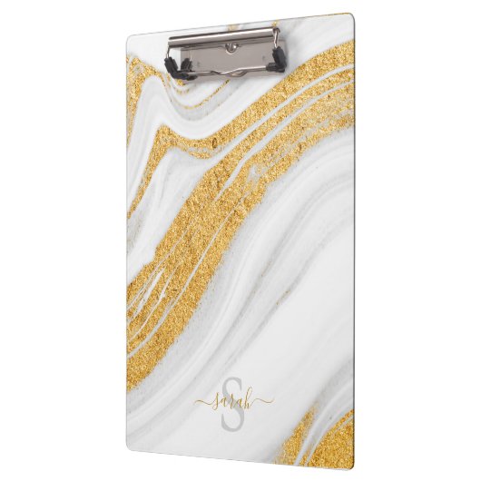 白大理石および印刷された金ゴールドグリッター クリップボード (左)