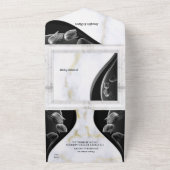 白大理石とゴールドのオールインワン結婚式招待状 オールインワン招待状 (外側)