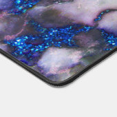 白大理石とピンクとブルーのグリッター デスクマット (コーナー)