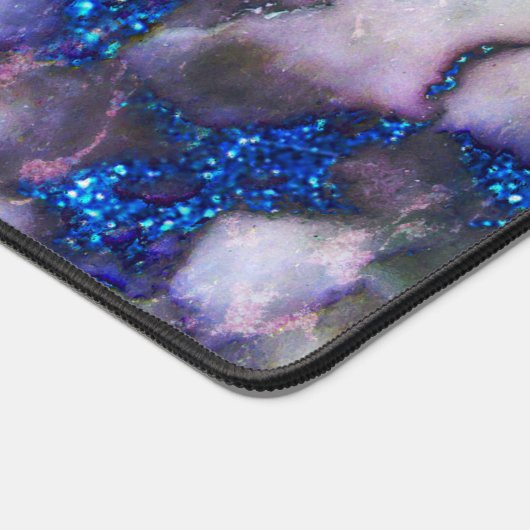 白大理石とピンクとブルーのグリッター デスクマット (コーナー)