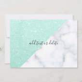 白大理石とミントグリーングリッター 招待状 (裏面)