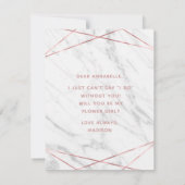 白大理石とローズゴールドのフラワーガールにしてくれる？ 招待状 (裏面)