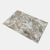 白大理石と真珠の葉の構造 ドアマット (アングル)