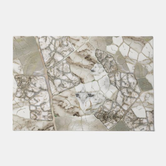 白大理石と真珠の葉の構造 ドアマット (正面)