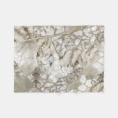 白大理石と真珠の葉の構造 フリースブランケット (正面(横))