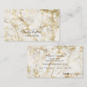 白大理石と金ゴールドシンプル葉モダン 名刺 (正面/裏面)
