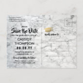 白大理石と金ゴールド卒業写真の保存日付 ポストカード (裏面)