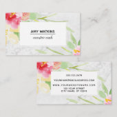 白大理石にボホウォーター色の花 名刺 (正面/裏面)