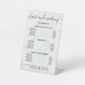 白大理石のカリグラフィー ヘアメイクサロン 料金 台座サイン (正面)