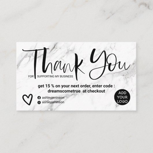 白大理石のシックな順序をスクリプ感謝していトする 名刺 (正面)