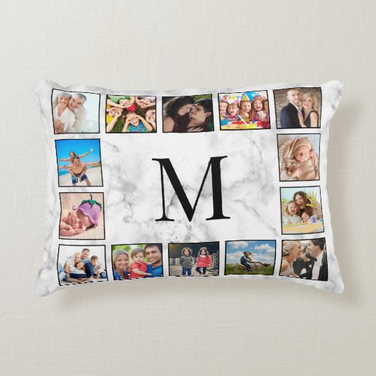 白大理石のパターン アクセントクッション (正面)