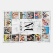 白大理石のパターン キッチンタオル (横)