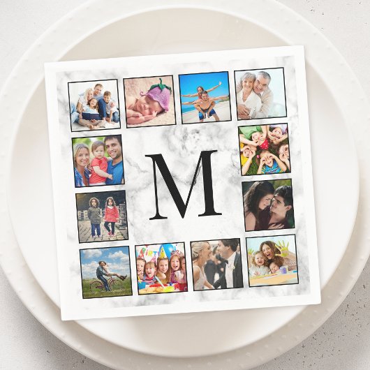 白大理石のパターン スタンダードカクテルナプキン