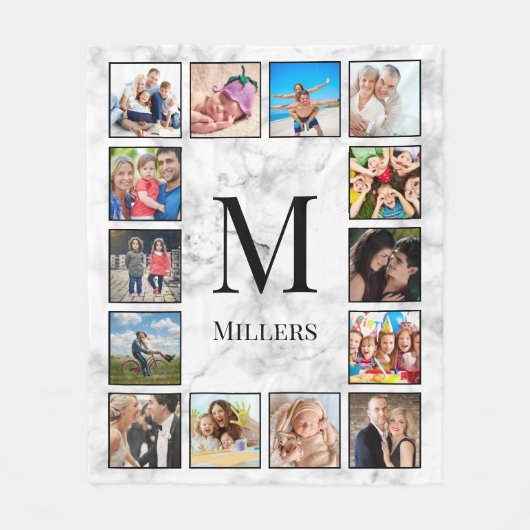 白大理石のパターン フリースブランケット (正面)