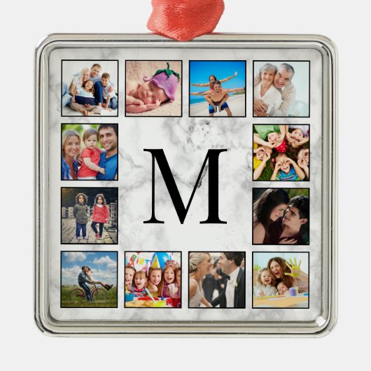 白大理石のパターン メタルオーナメント (正面)