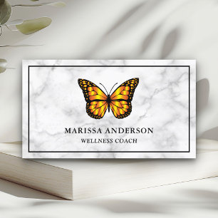 白大理石の優雅なオレンジ色のオオカモメチョウ 名刺