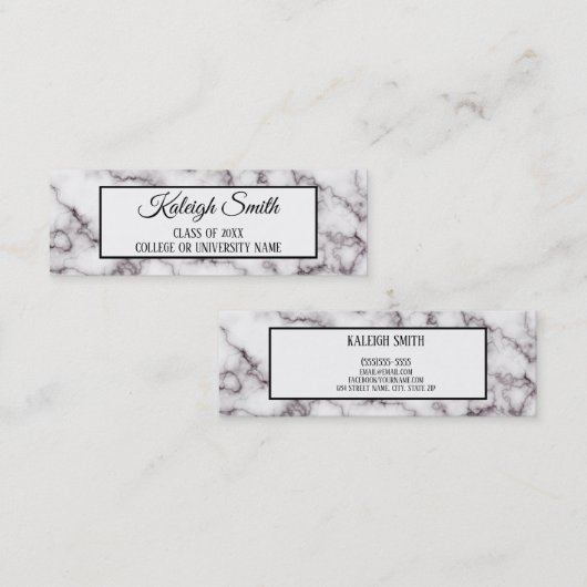 白大理石の卒業式の名前カードの挿入 コーリングカード (正面/裏面)