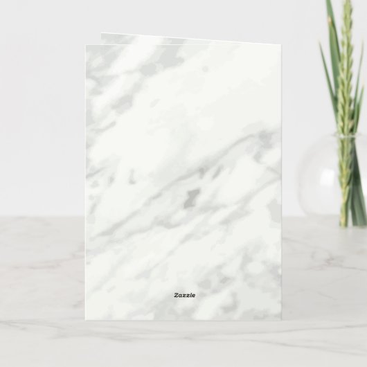 白大理石の日付を保存 箔グリーティングカード (裏面)