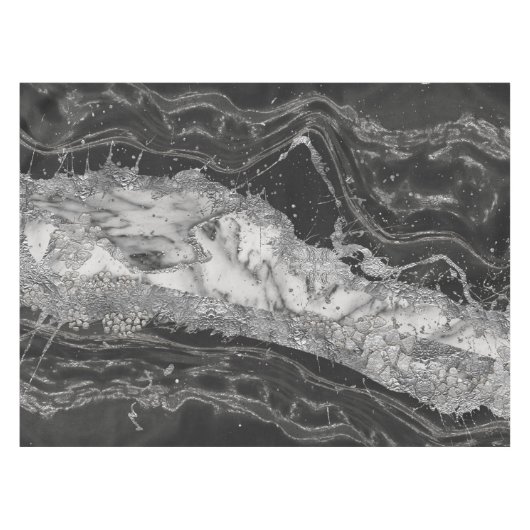 白大理石の灰色の抽象芸術 テーブルクロス (正面(横))