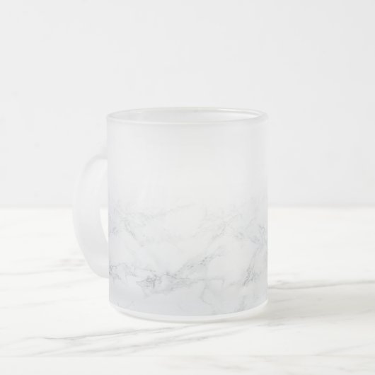 白大理石の結婚ブライダル・ベビー・シャワーの名称 フロストグラスマグカップ (正面左)