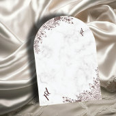 白大理石の花のレースをあしらったイスラム風のアーチ型のウェディング 招待状