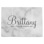 白大理石の花嫁パーソナライズされた付き提案 ラージペーパーバッグ (正面)