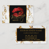 白大理石の金ゴールドと赤いアクセント 名刺 (正面/裏面)