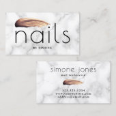 白大理石エレガントバラ金ゴールド爪、 ネイル 名刺 (正面/裏面)