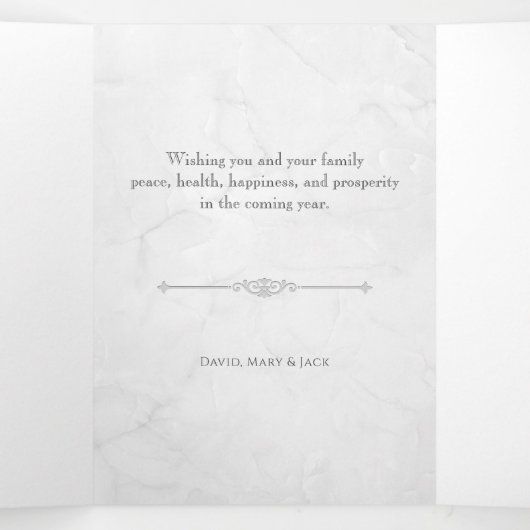 白大理石エレガント彫刻の写真 三つ折りカード (内部中)