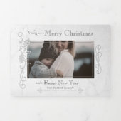 白大理石エレガント彫刻の写真 三つ折りクリスマスカード (カバー)