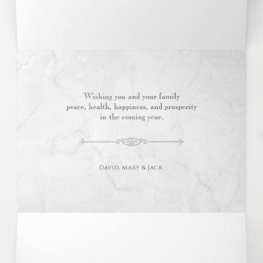 白大理石エレガント彫刻の写真 三つ折りクリスマスカード (内部中)