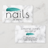 白大理石エレガント(ターコイズ爪、 ネイル) 名刺 (正面/裏面)