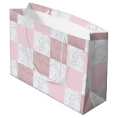 白大理石エレガント&バラ金ゴールド市松模様にグリッター ラージペーパーバッグ (裏面アングル)