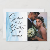 白大理石カスタマイズ可能な日付カードを保存 セーブザデート (正面)