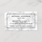 白大理石キッチン·ウッ転がドのピン·ペストリー·シェフ 名刺 (裏面)