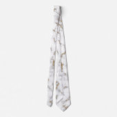 白大理石グレー&金ゴールドビーニ結婚ングズ ネクタイ (裏面)