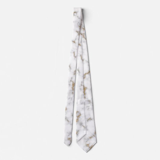 白大理石グレー&金ゴールドビーニ結婚ングズ ネクタイ (裏面)