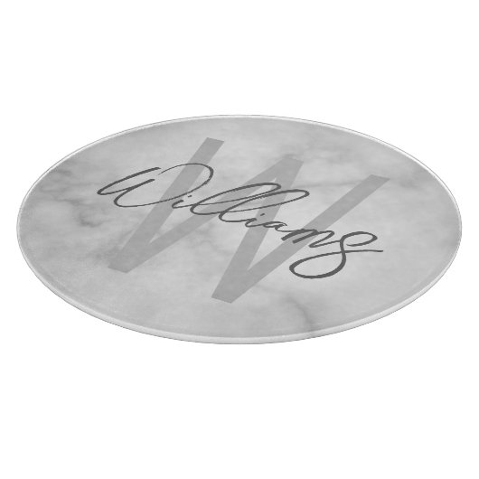 白大理石スクリプパーソナライズされたトのモノグラムと名前 カッティングボード (角)