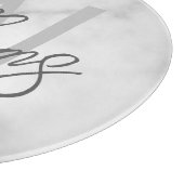 白大理石スクリプパーソナライズされたトのモノグラムと名前 カッティングボード (角)